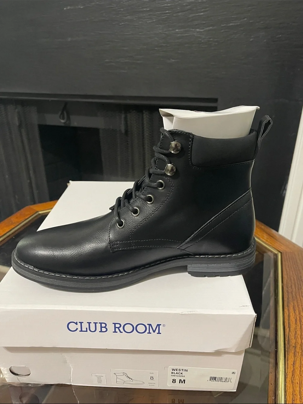 Club Room Black Men’s Lace-Up Combat Boots